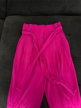 Express High-Waisted Paperbag Ankle Pants in Hot Pink
